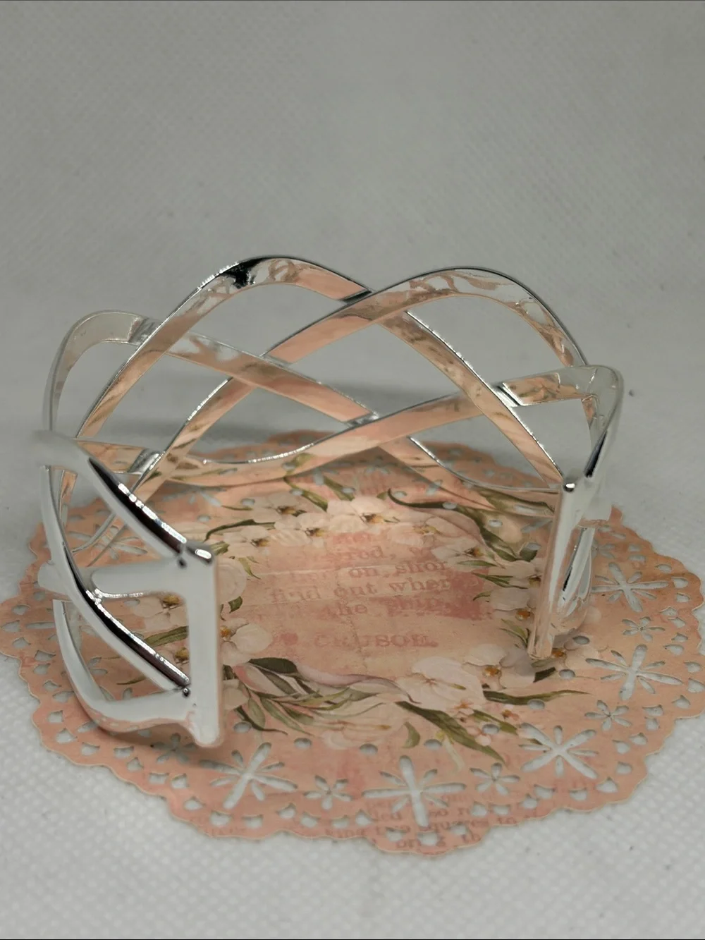 Sterling Silver Woven Pretzel Open Cuff Bracelet - Picture 5 of 8